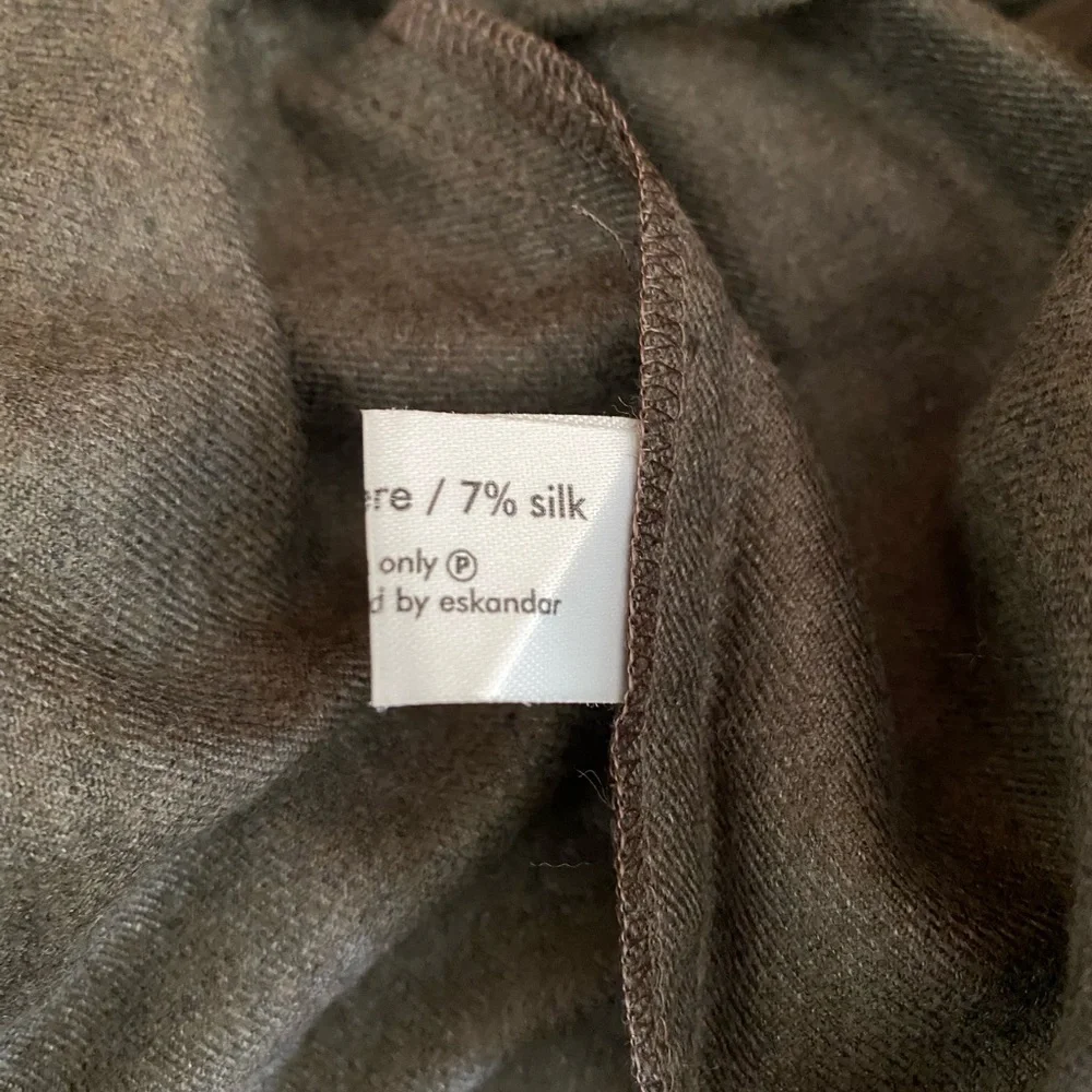 Eskandar pants trousers 1 S M cashmere silk taupe drawstring high waist wide leg - Picture 6 of 6